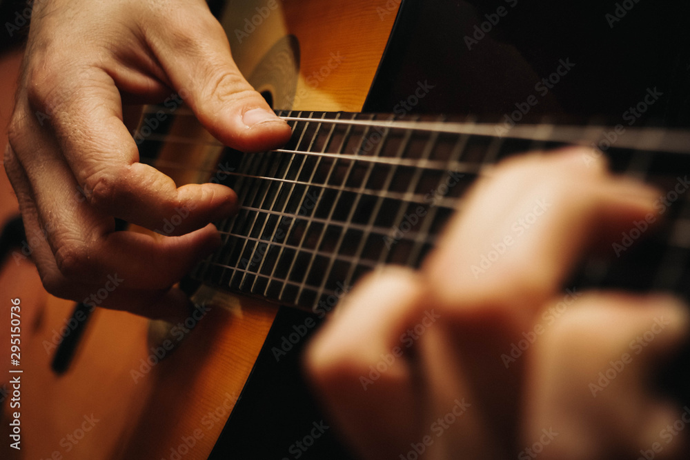 man hands playing classical guitar man hands playing classical guitar