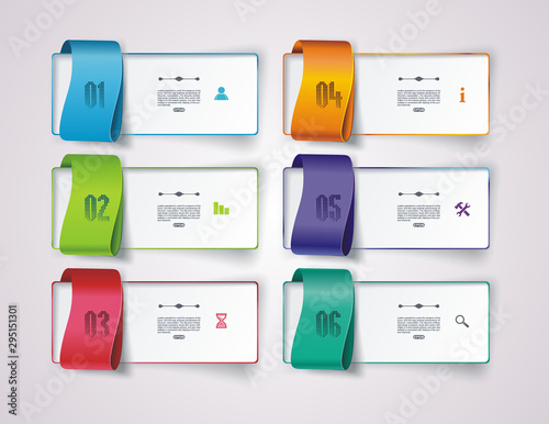 Modern design from option lines with folded banners. Can be used for workflow layout, diagram, number steps, web design.