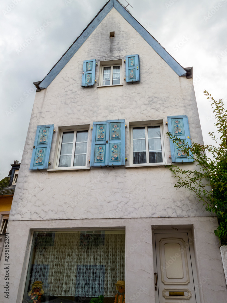 Beautiful old building in Trier, Germany under overcast October sky