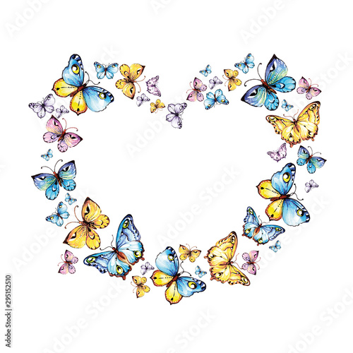 Fototapeta Naklejka Na Ścianę i Meble -  blue butterflies heart