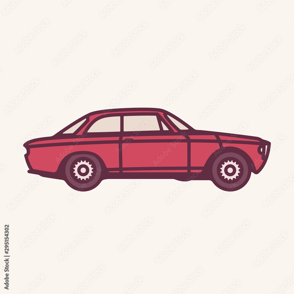 Vector illustration of a vintage red 1960s sports car.