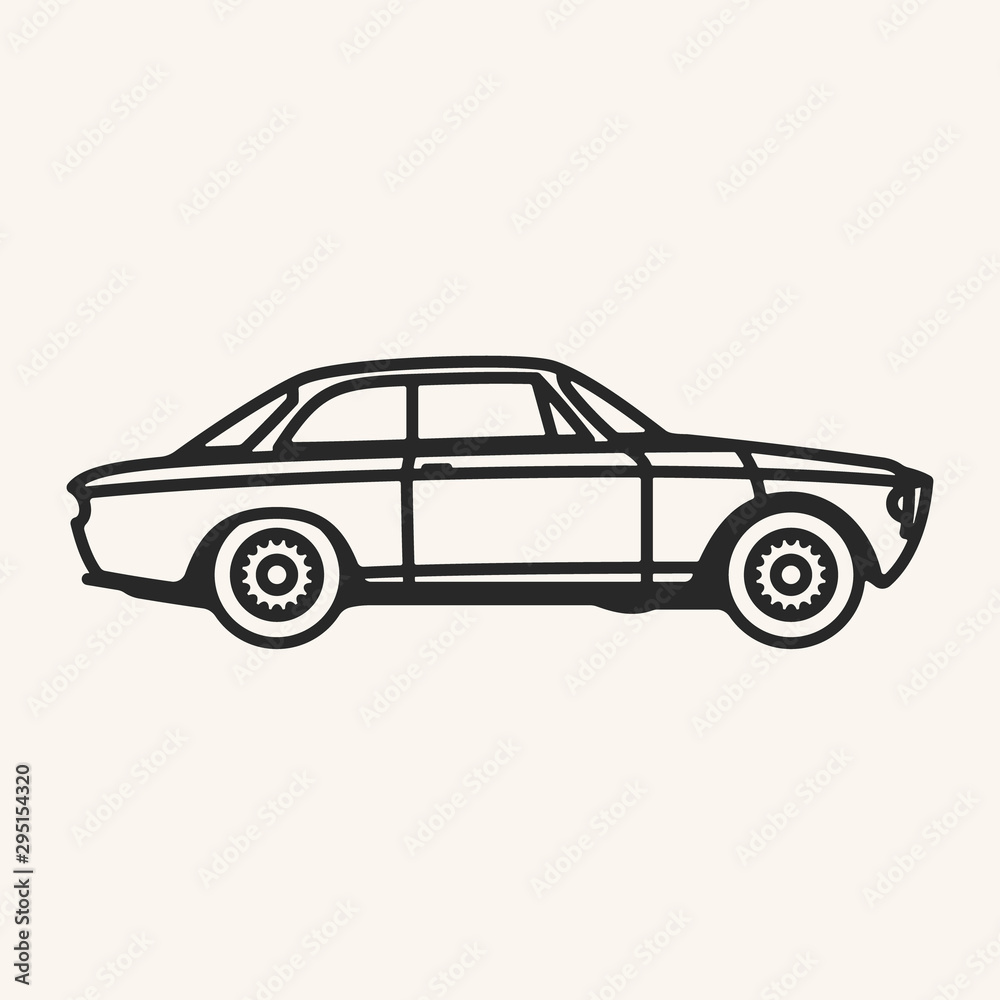 Vector illustration of a vintage 1960s sports car in outline style.