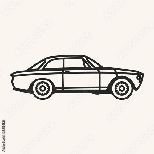 Vector illustration of a vintage 1960s sports car in outline style.