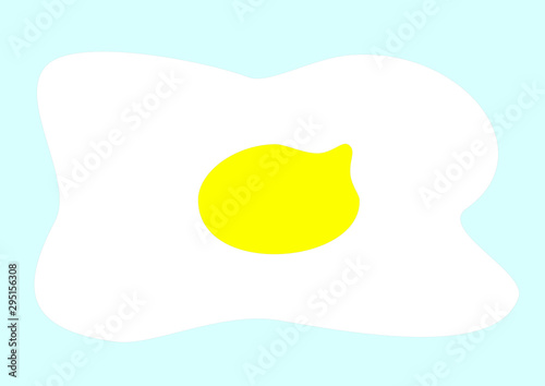 Vector. Fried egg on a blue background. Yolk. White.