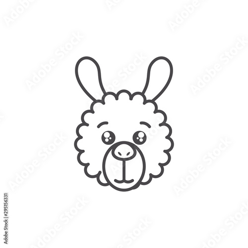 cute llama animal line style