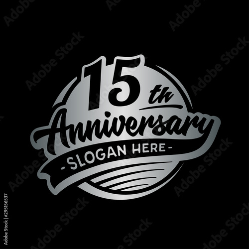 15 years anniversary design template. Fifteen years logo. Vector and illustration. 