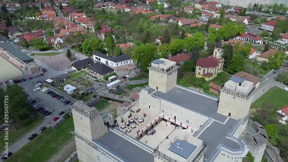 aerial view of Fortress Diosgyor in Miskolc, Aerial video shows the castle of Diosgyornear Miskolc, Hungary aerial view of Fortress Diosgyor in Miskolc, Aerial video shows the castle of Diosgyornear Miskolc, Hungary