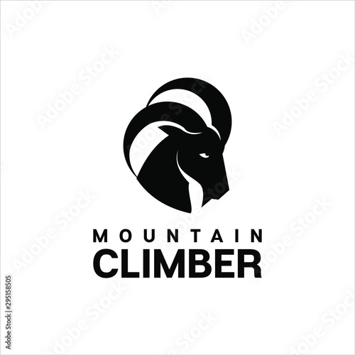 mountain goat logo animal vector, simple black head illustration for design inspiration