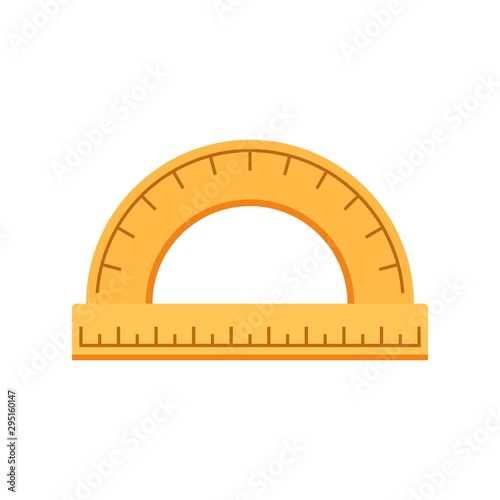 Wood protractor icon. Flat illustration of wood protractor vector icon for web design