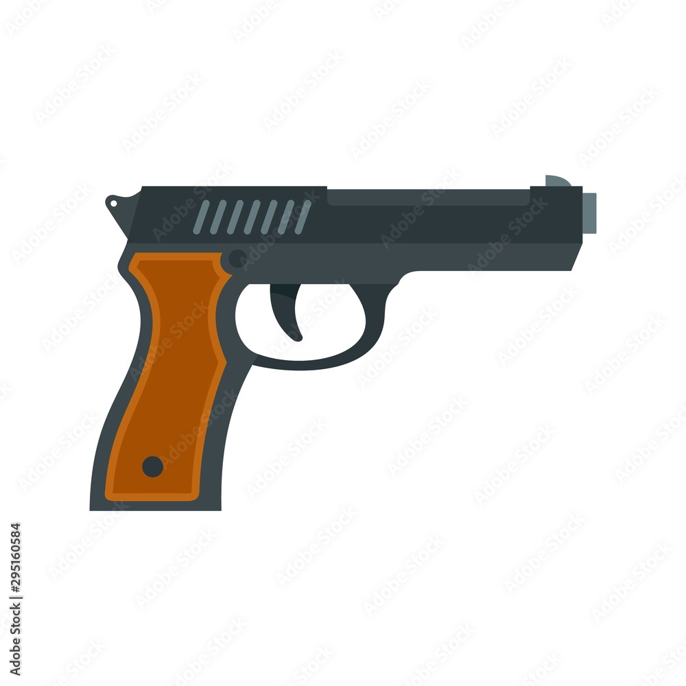 Police pistol icon. Flat illustration of police pistol vector icon for web design