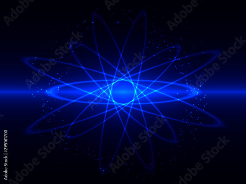 Blue abstract banner with light rays. Vector illustration for poster or card