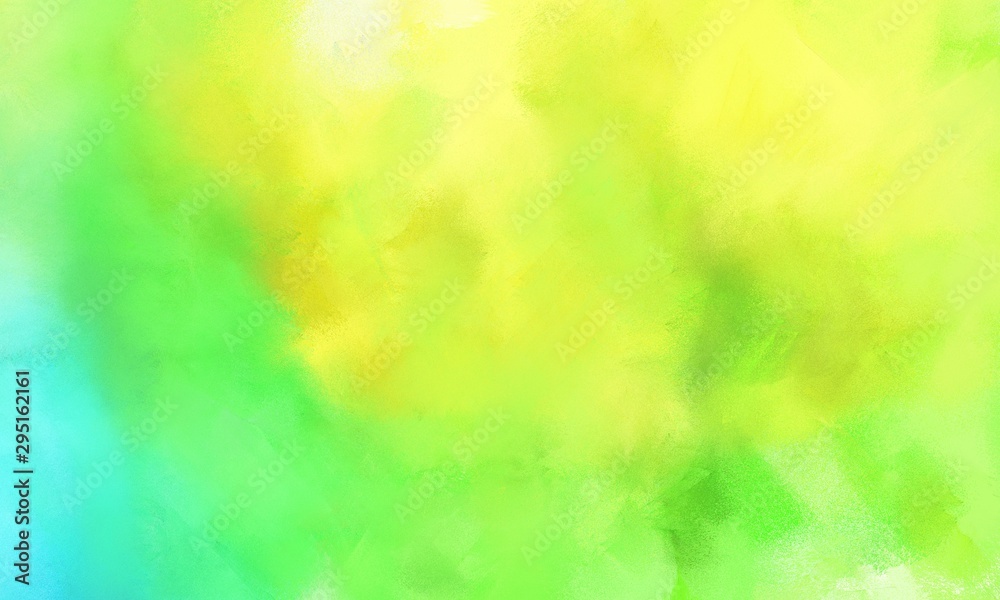 fine brush painted background with green yellow, aqua marine and pastel green color and space for text
