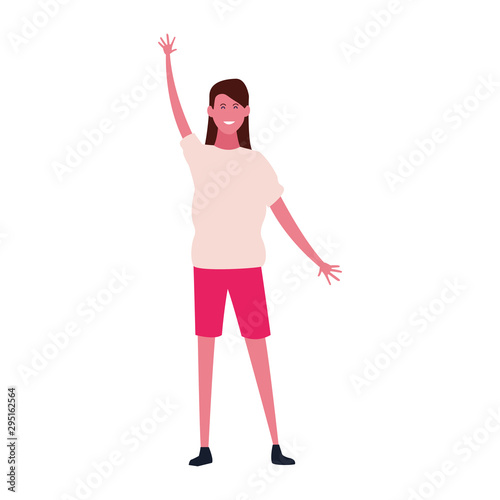 Cartoon woman excited, colorful flat design