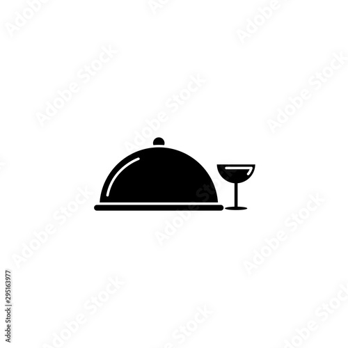 beverage wine cup and tray fast food line style icon