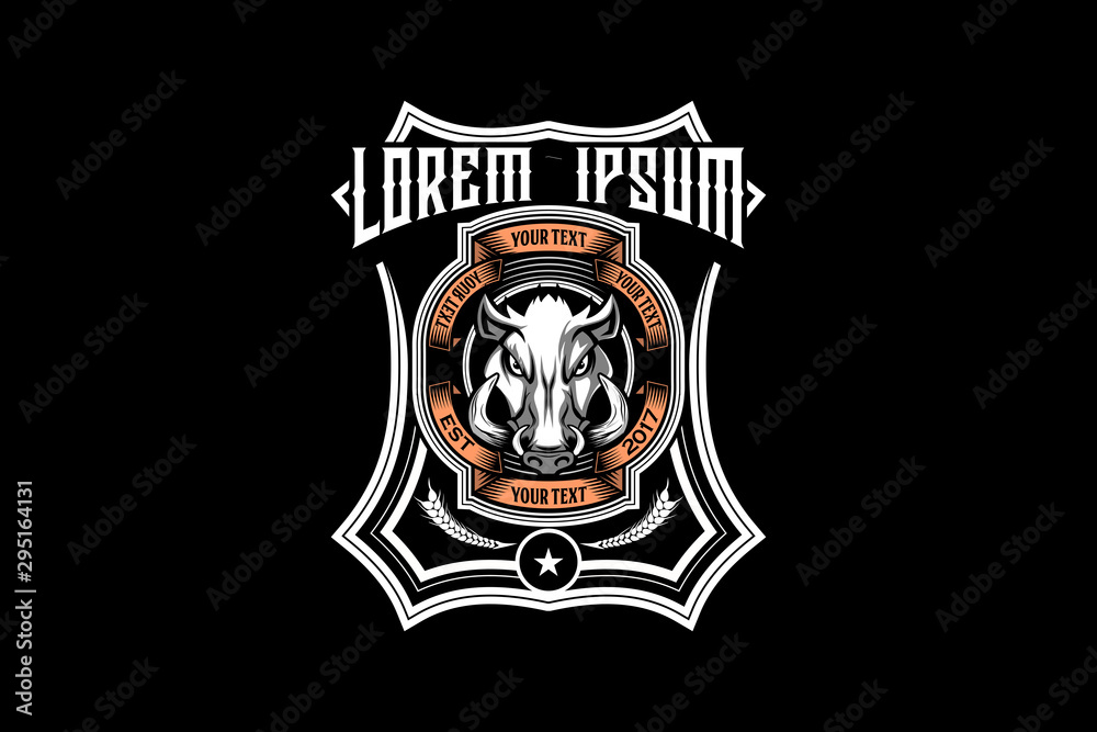 hog head vector for brewing label or badge logo template hog head vector for brewing label or badge logo template