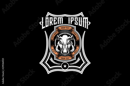 hog head vector for brewing label or badge logo template