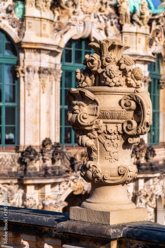 detail shot of statue in the dresdner zwinger in sunlught at summer photo