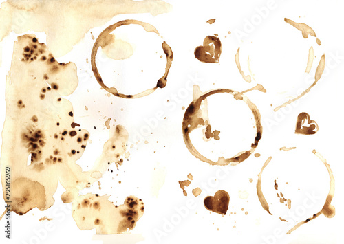Coffee cup prints on paper