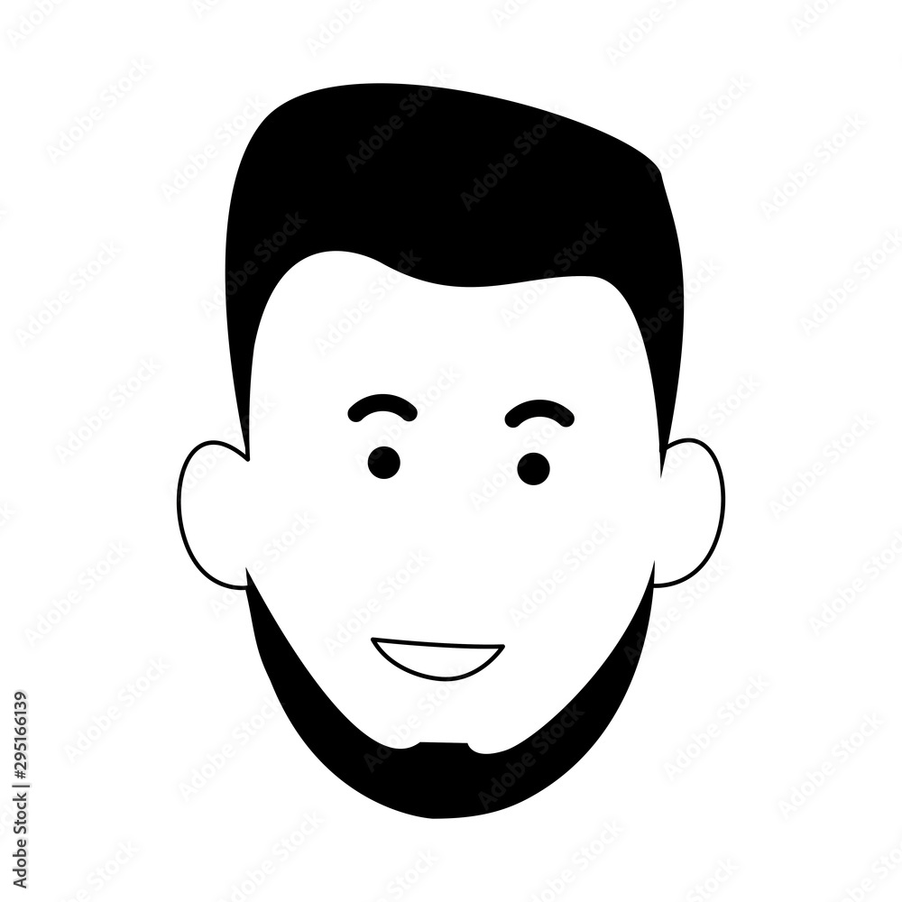 cartoon man with beard icon, flat design