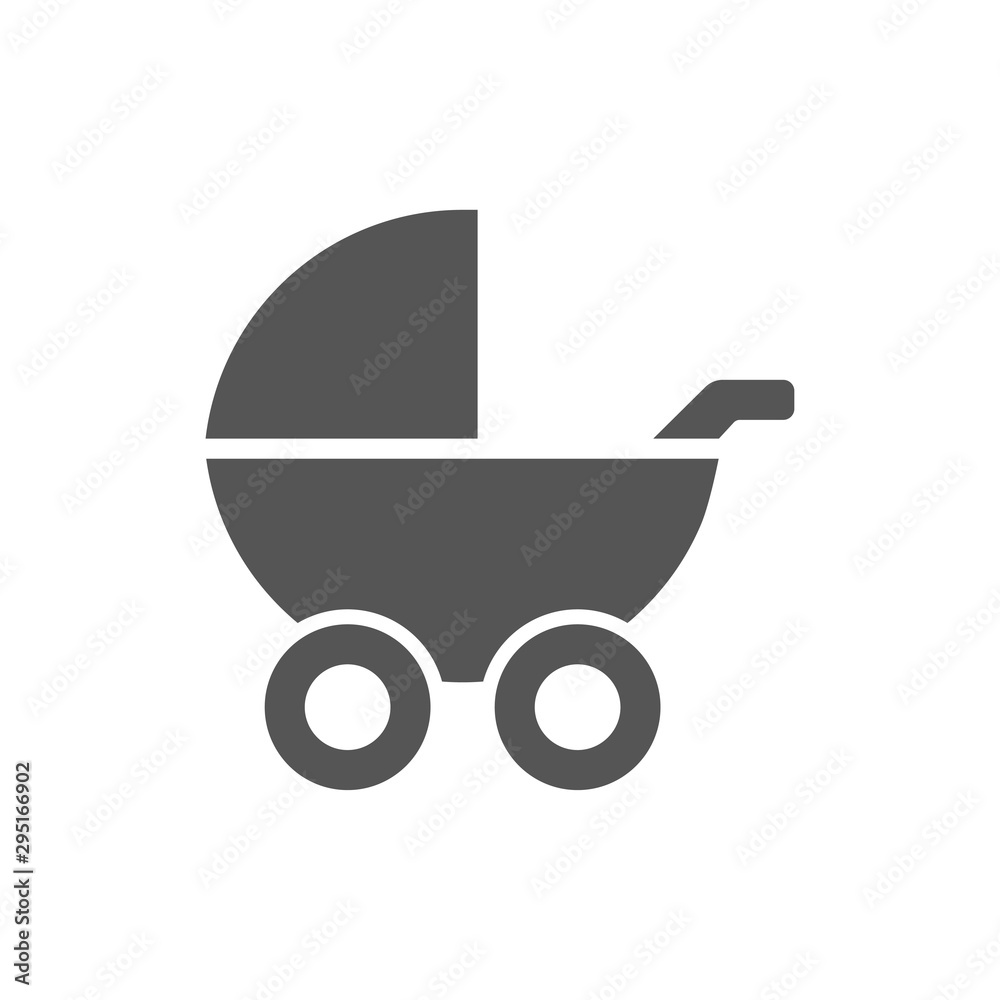 Baby buggy simple icon grey color on white background. Vector illustration. EPS 10 Baby buggy simple icon grey color on white background. Vector illustration. EPS 10