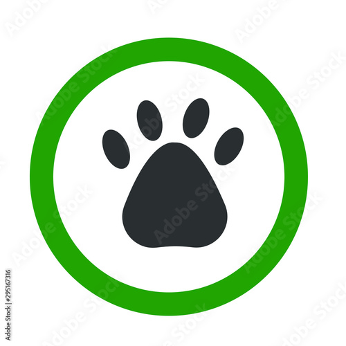 Vector allowed sign on white background with green circle. Cool for cafe, restaurant. Illustration can use in dog friendly place