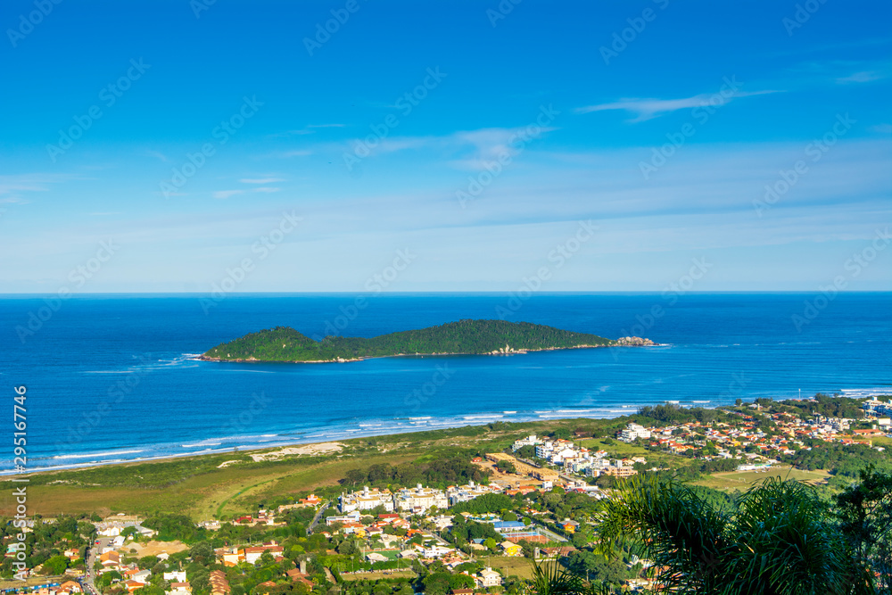 Aerial view of Campeche Island in Florianópolis Brazil