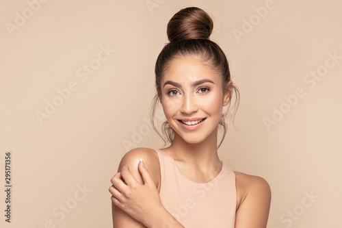 Fototapeta Female face with healthy natural skin