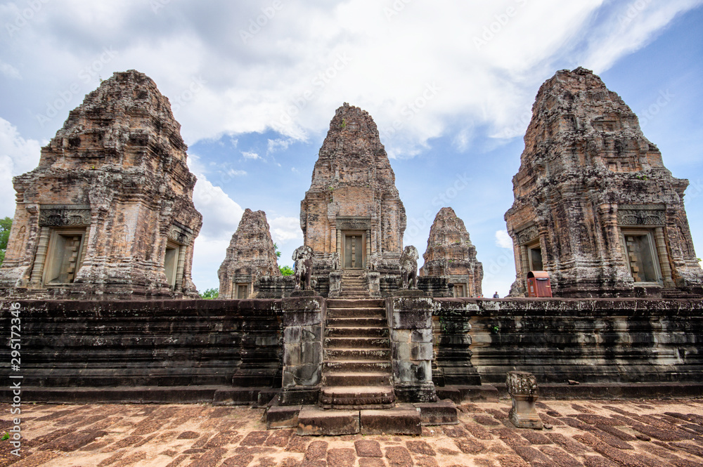 Siem Reap / Cambodia - May 27 / 2019 : east mebon temples at angkor wat temple complex Siem Reap / Cambodia - May 27 / 2019 : east mebon temples at angkor wat temple complex