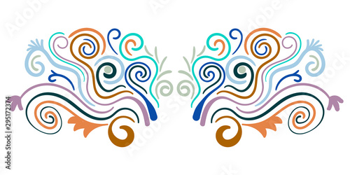 Abstract curly element for design, swirl, curl, divider. Vector illustration. 
