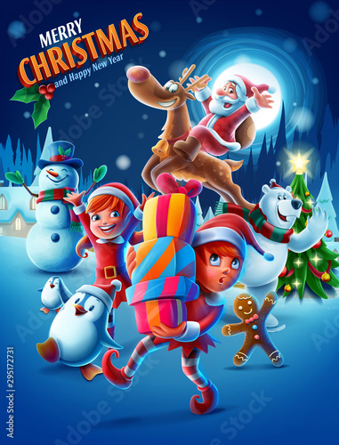 Vector illustrated Christmas greeting card
