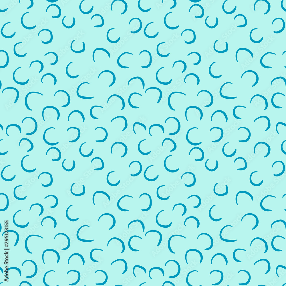 Abstract hand drawn doodle curly  seamless pattern. Round messy background. Vector illustration. 