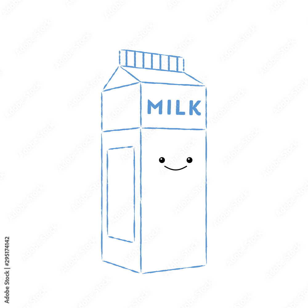 Vector illustration of a carton of milk with a cute face. Vector illustration of a carton of milk with a cute face.