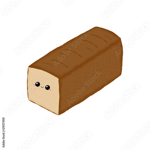 Vector illustration of a loaf of bread with a cute face.