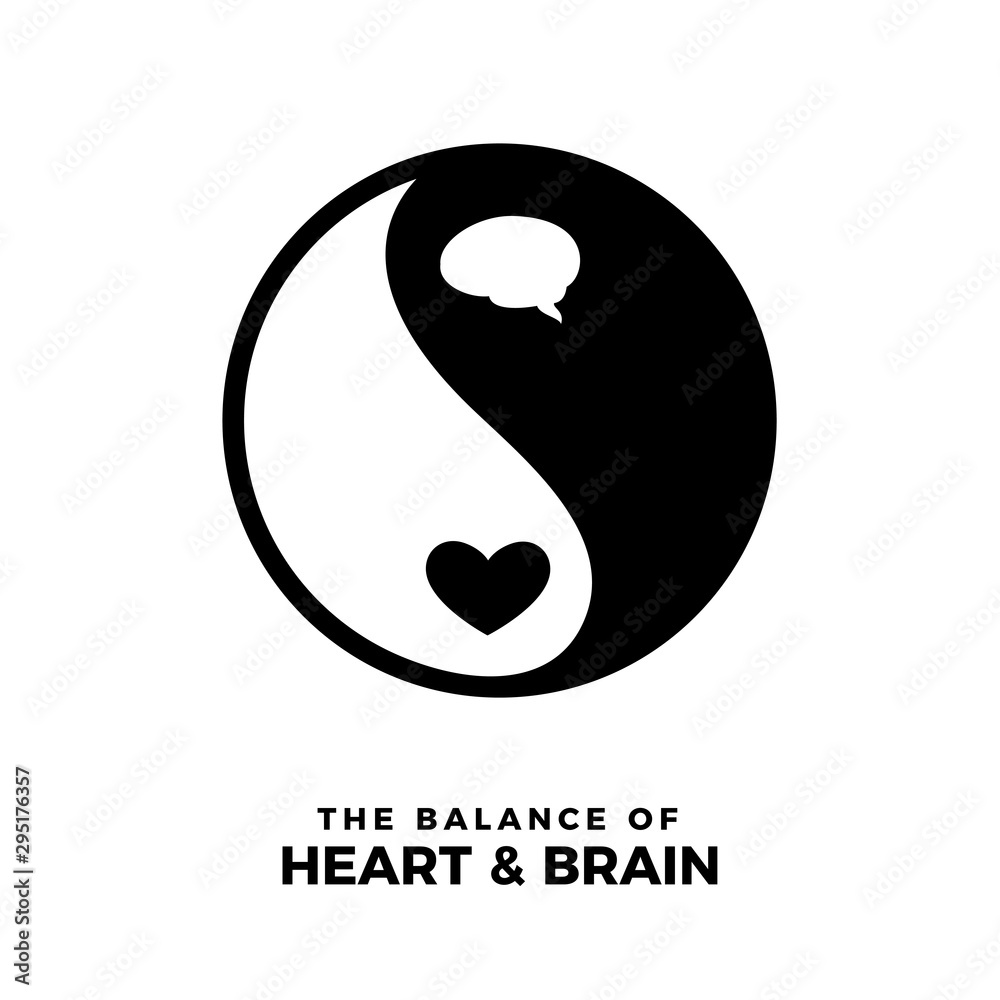 Taichi Symbol with Brain and Heart Sign. Balance Concept Taichi Symbol with Brain and Heart Sign. Balance Concept