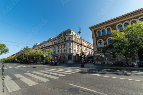 Fototapeta Naklejka Na Ścianę i Meble -  Budapest, Hungary - October 01, 2019: Andrassy Avenue (Hungarian: Andrássy út) is a boulevard in Budapest, Hungary, dating back to 1872. Budapest streets.