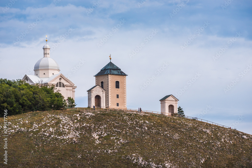 Svaty Kopecek, Holly Hill with White Chapel (St. Sebastian Chapel) in Mikulov, Czech Republic