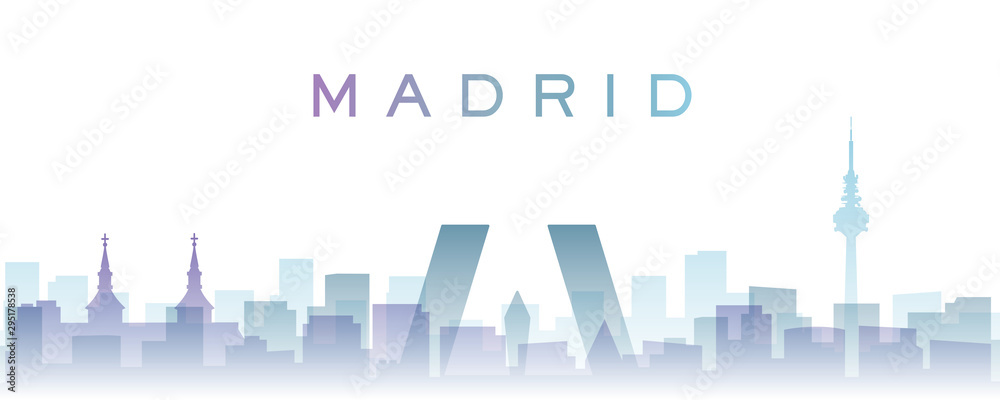 Fototapeta Madrid Transparent Layers Gradient Landmarks Skyline