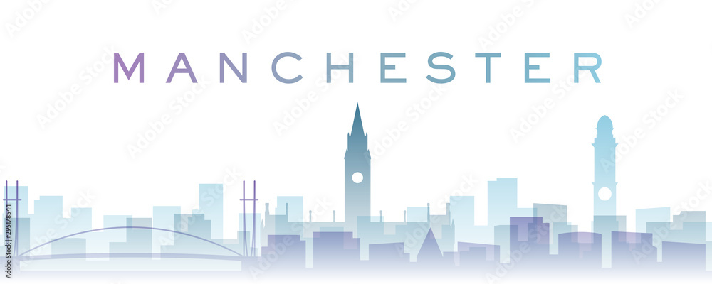 Manchester Transparent Layers Gradient Landmarks Skyline