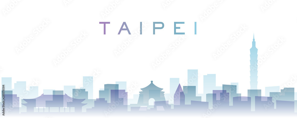 Naklejka premium Taipei Transparent Layers Gradient Zabytki Skyline