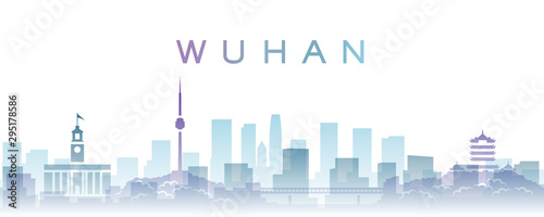 Wuhan Transparent Layers Gradient Landmarks Skyline