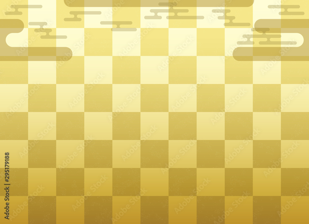 背景 市松模様 シンプル 金 ゴールド グラデーション 霞 雲 Stock Illustration Adobe Stock