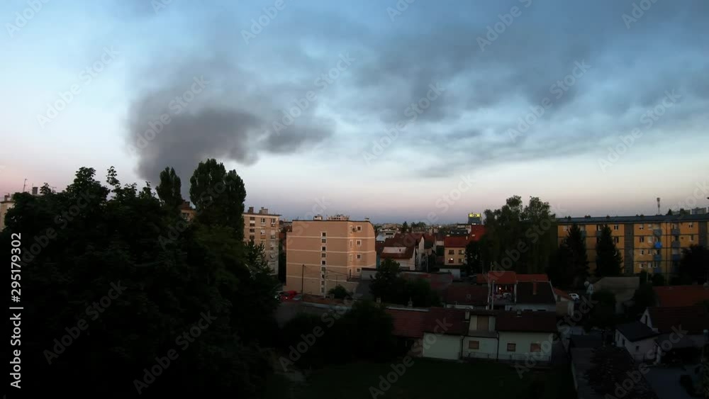 Big Black Smoke From A Fire In Zagreb Croatia Big Black Smoke From A Fire In Zagreb Croatia