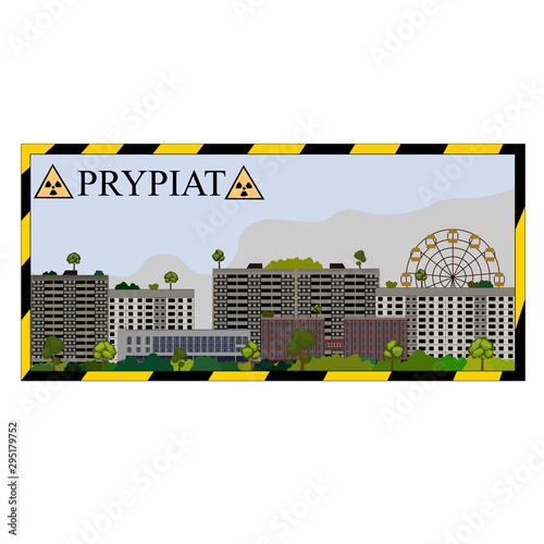 Vector panorama urban Prypiat city