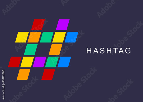Hashtag symbol cross plus logo sign icon template design element. Colorful hashtag