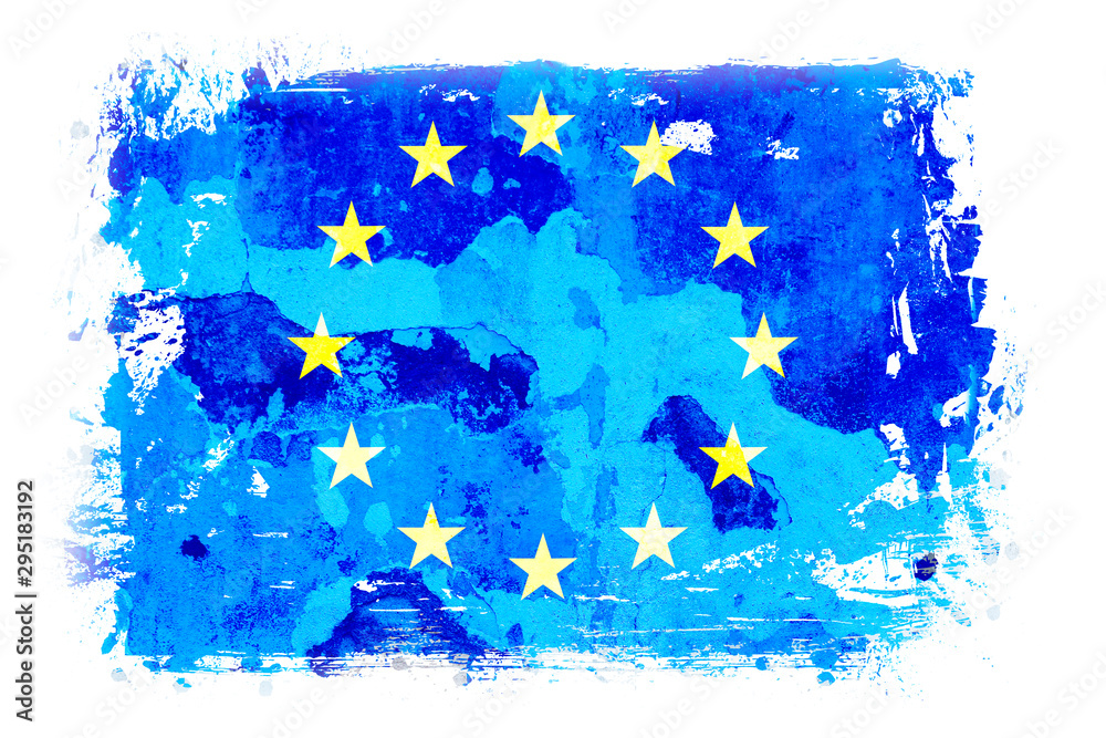 Szkic flagi Unii Europejskiej na białym tle