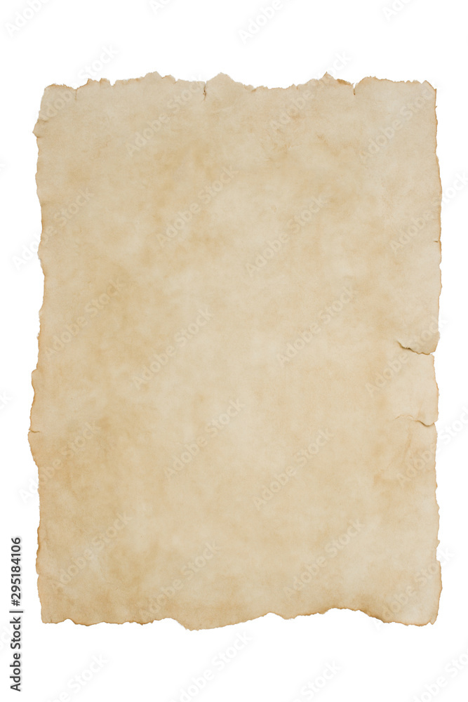 Old piece of paper on an isolated white background mock up