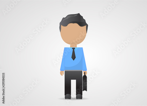 Business Man Cartoon Vector. Businessman With Briefcase - Isolated On Gray. Company Staff. Corporate Worker. Flat Design Cartoon Character Vector. Businessman In Business Suits. Avatar Man Icon