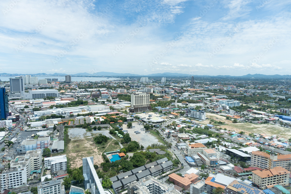 View at Pattaya city from high floor at viewpoint in summer day. View at Pattaya city from high floor at viewpoint in summer day.