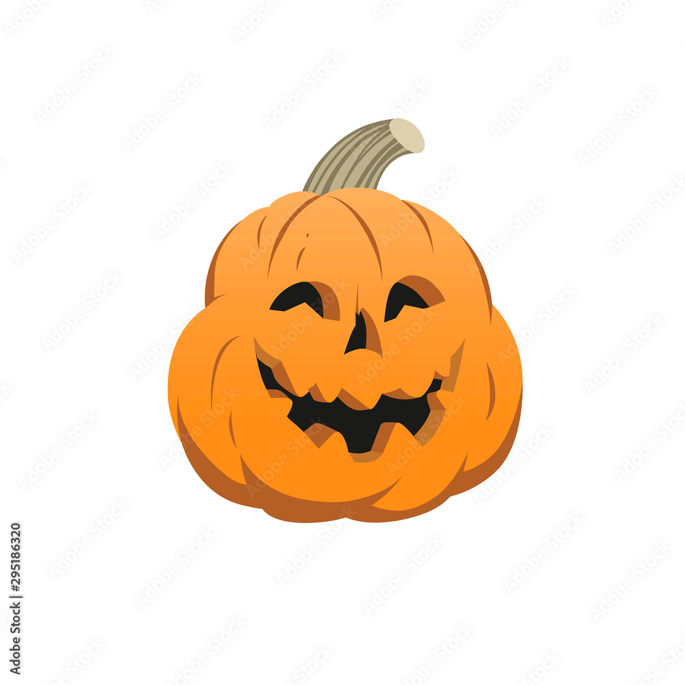 Halloween pumpkin with smiling face flat design illustration art Halloween pumpkin with smiling face flat design illustration art