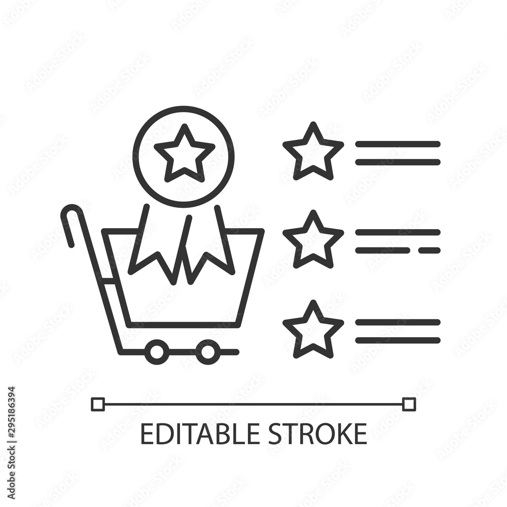 Best seller list linear icon. Star rating store review. Best customer